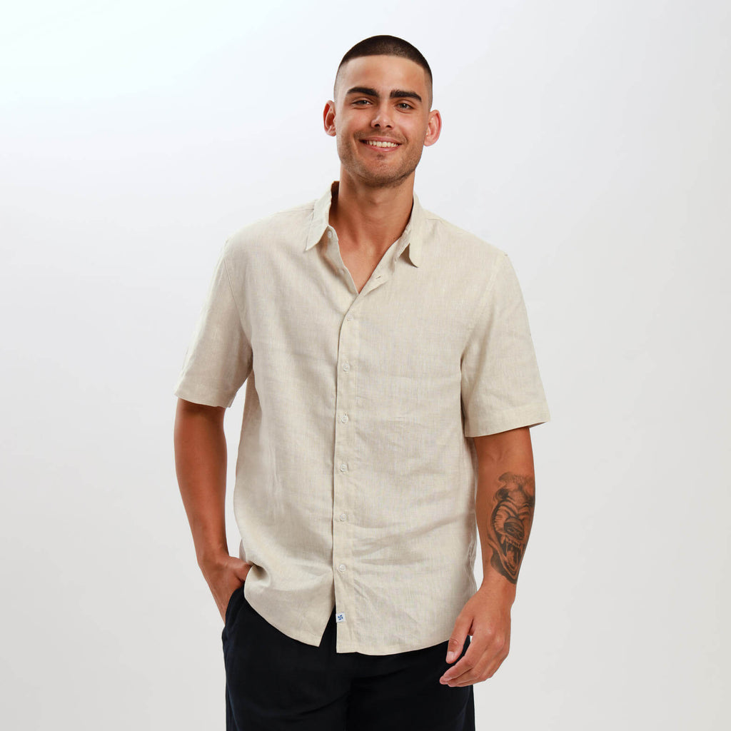 Men's Short Sleeve Linen Shirt