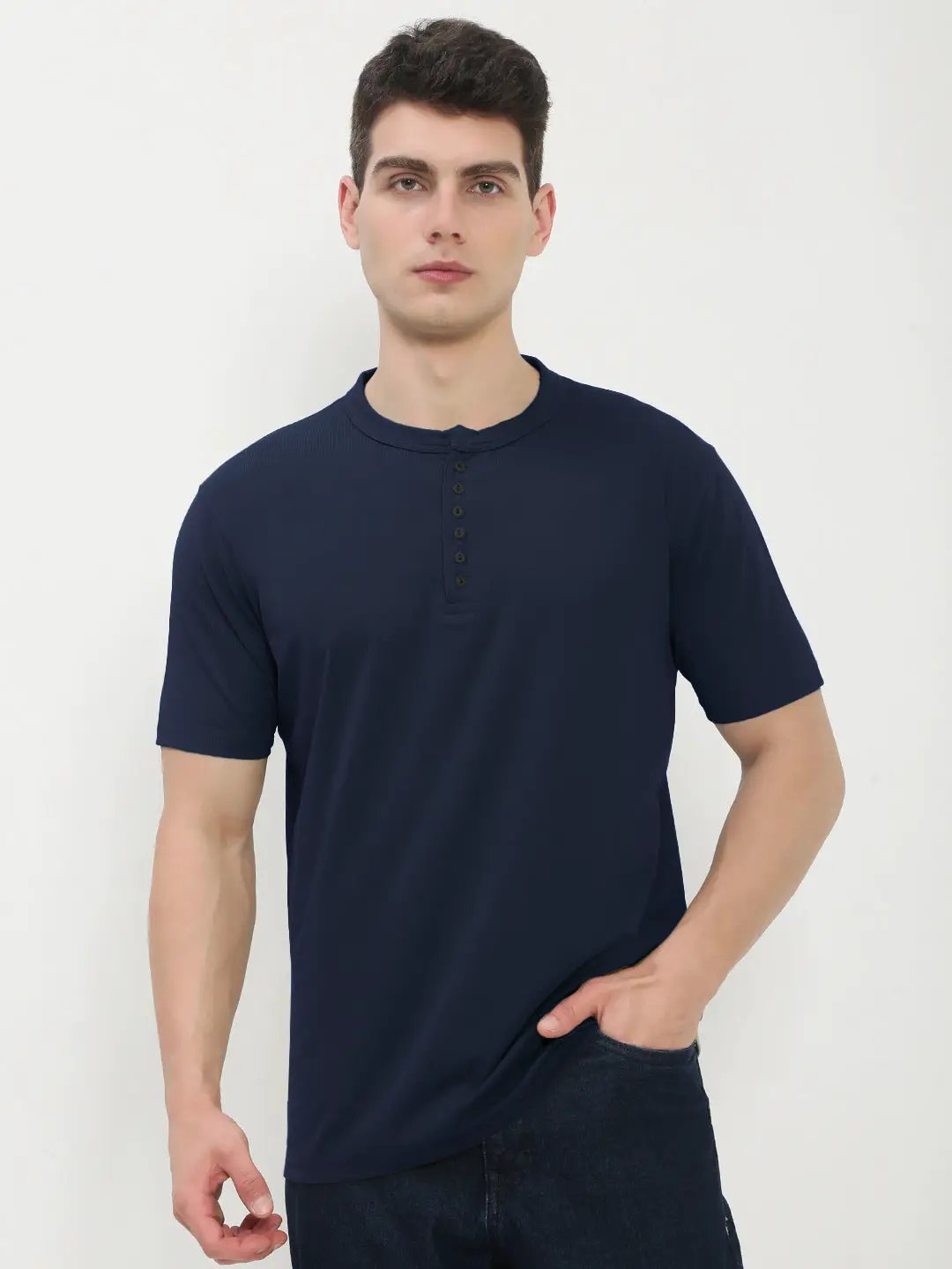 Men's Cotton Henley T-Shirt