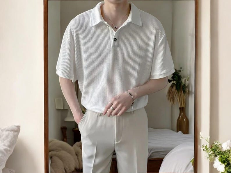 Men's Button Collar Polo